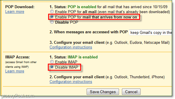 Hubungkan Gmail ke Outlook 2010 menggunakan POP