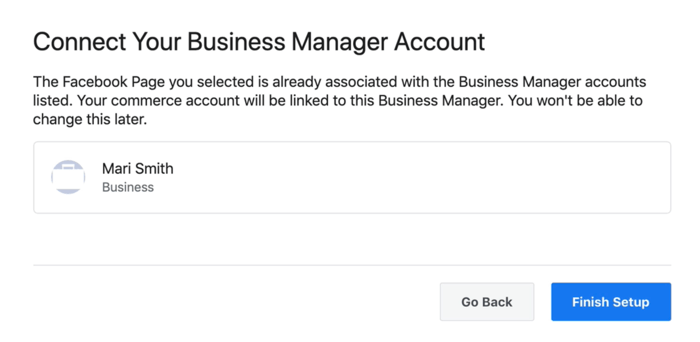 opsi untuk menghubungkan akun manajer bisnis facebook Anda ke akun perdagangan facebook Anda