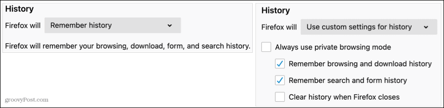Pengaturan Sejarah di Firefox