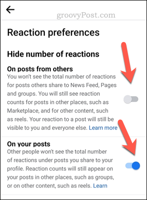 Tetapkan pengaturan reaksi Facebook di ponsel