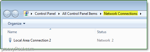 jendela koneksi jaringan panel kontrol di windows 7