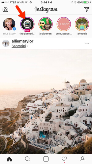 Siaran Langsung Instagram saat ini ditandai dengan jelas di bagian atas tab Beranda Anda.