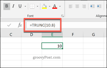 Fungsi TRUNC di Excel