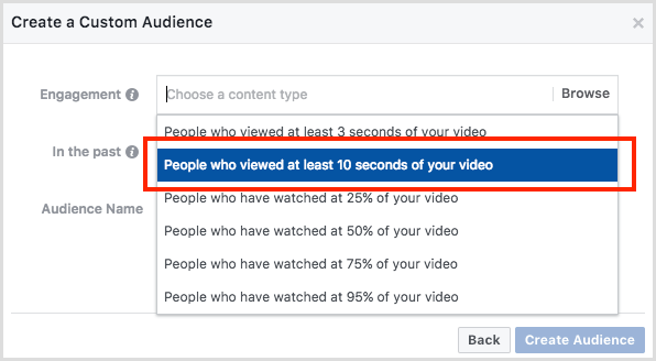 Audiens khusus keterlibatan video Facebook
