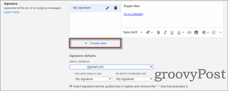 Pengaturan Multiple Signatures Gmail baru