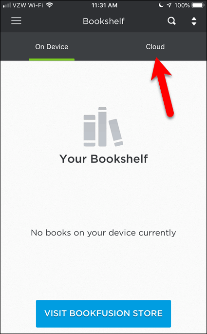 Tidak ada buku di BookFusion di perangkat iOS