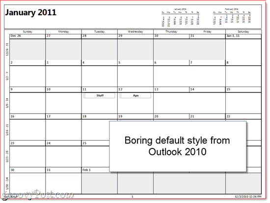 Kalender Cetak Outlook