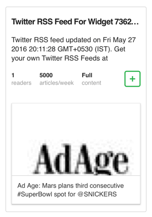 tambahkan twitter widget rss feed ke feedly