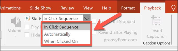 Memilih bagaimana video online diputar di PowerPoint