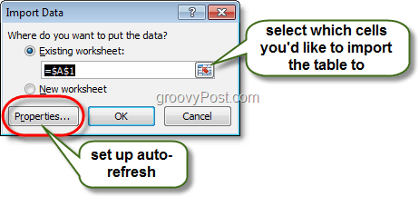 Alat data Importa di Excel 2010