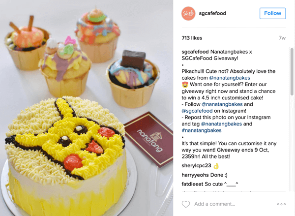 Café Food Singapura mempromosikan giveaway Nanatang Bakes melalui akun Instagram mereka.
