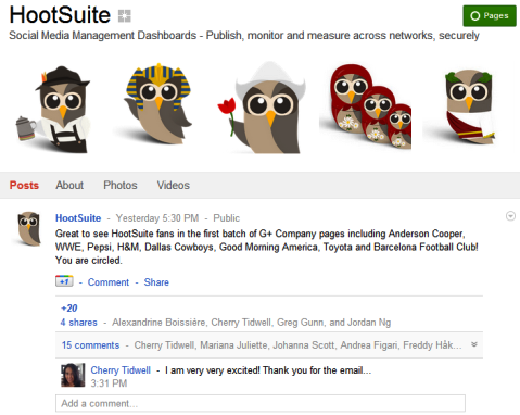 Halaman Google+ - HootSuite