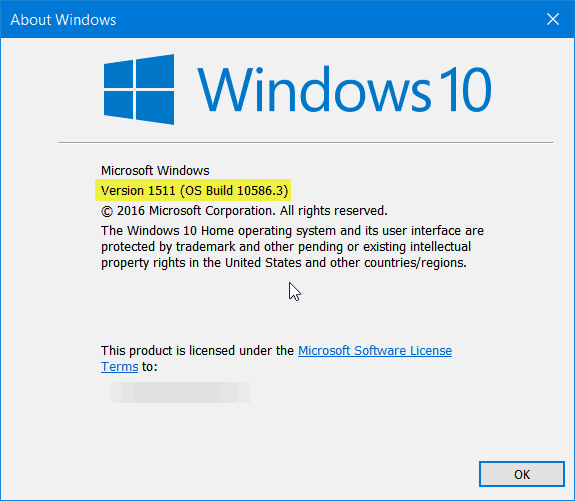 Windows 10 Versi 1511