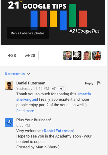 google + posting komentar bisnis