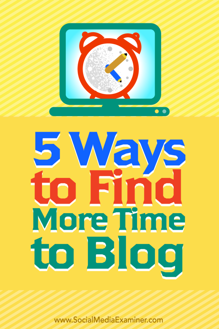Kiat tentang lima cara menemukan lebih banyak waktu untuk blog.