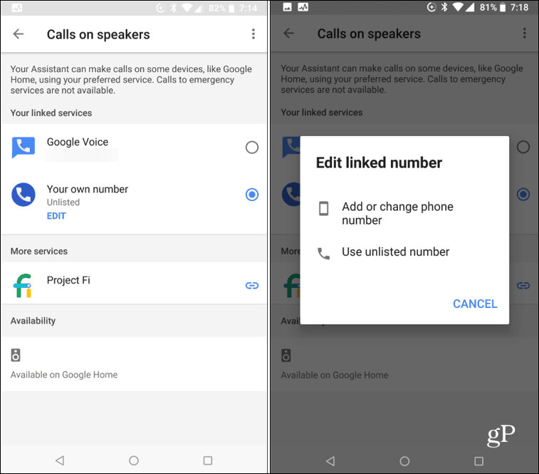 Panggilan Android di Google Home smart Speaker