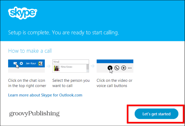 Plugin Skype HD Outlook yang diinstal memulai