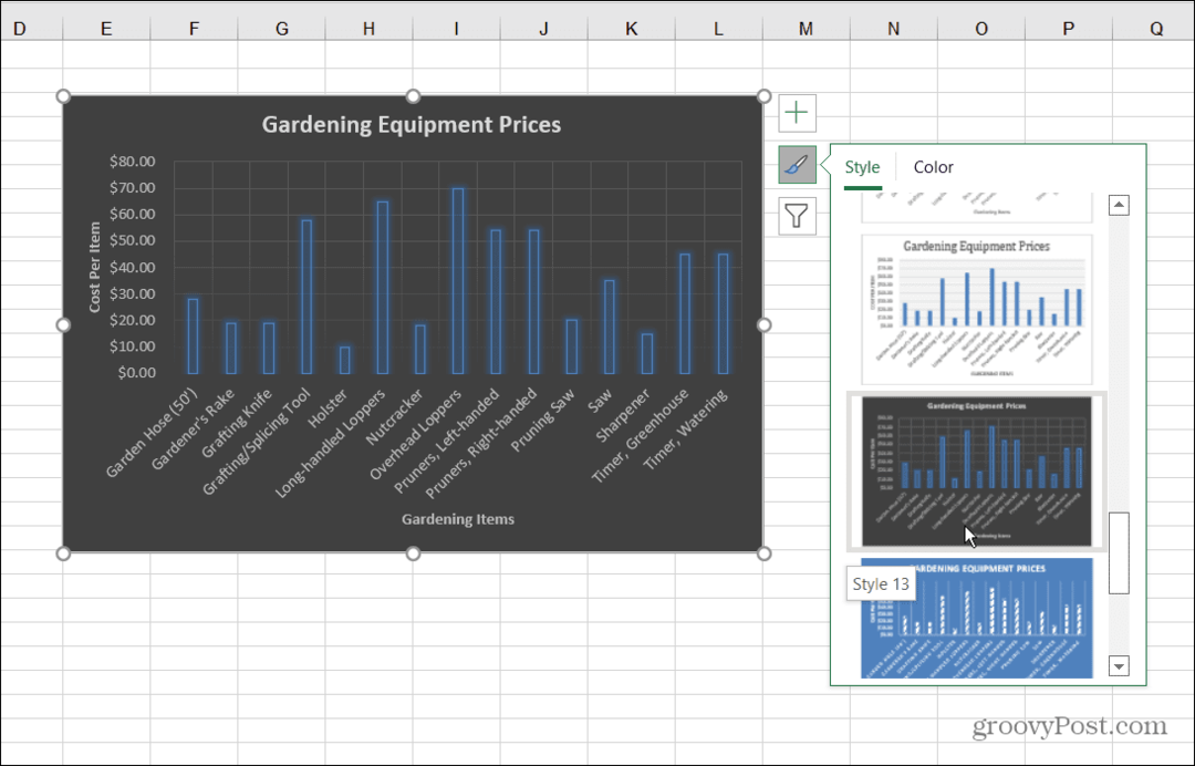 Gaya Bagan Batang Excel