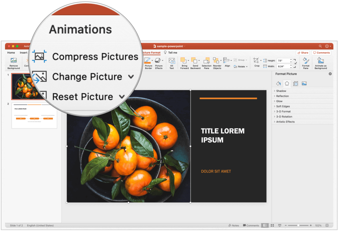 Gambar kompres PowerPoint Mac