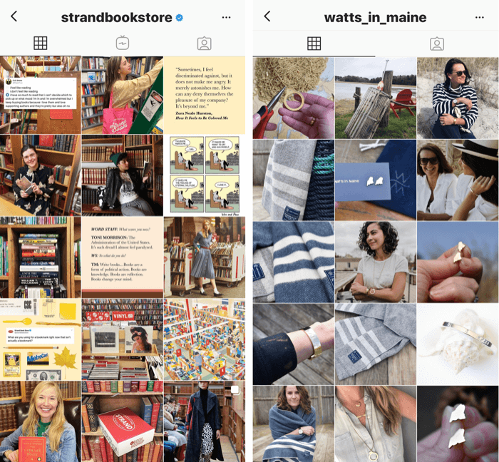 dua profil Instagram dengan filter warna biru dan kuning