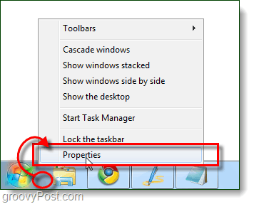 properti taskbar dari windows 7
