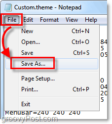 simpan windows 7 .theme sebagai file baru