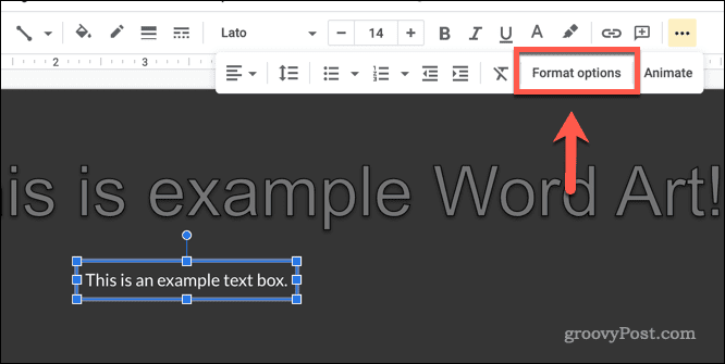 Buka Opsi Format untuk kotak teks di Google Slides