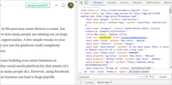 Saat menggunakan fitur Impor di Medium, tag kanonik secara otomatis ditambahkan ke konten Anda.