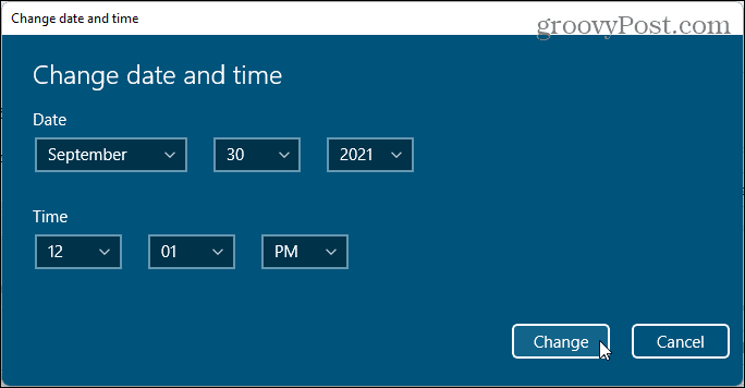 Ubah dialog tanggal dan waktu di Windows 11