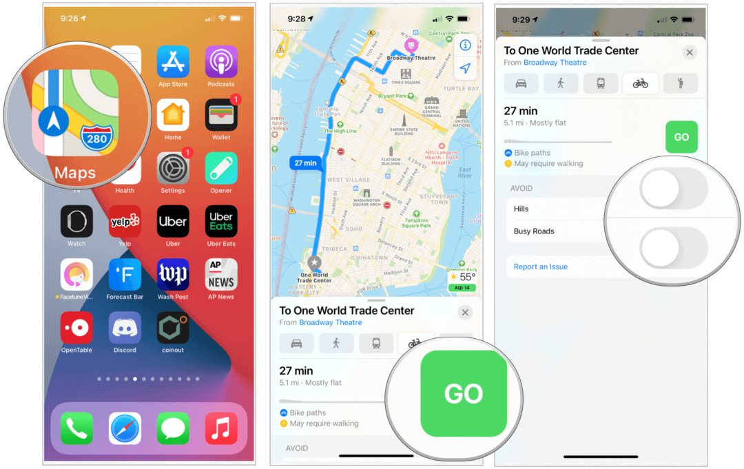 iOS 14 memetakan bersepeda