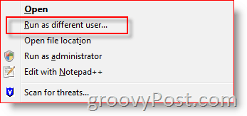 Tambahkan Jalankan Sebagai Pengguna Berbeda ke Menu Konteks Windows Explorer untuk Vista dan Server 2008:: groovyPost.com