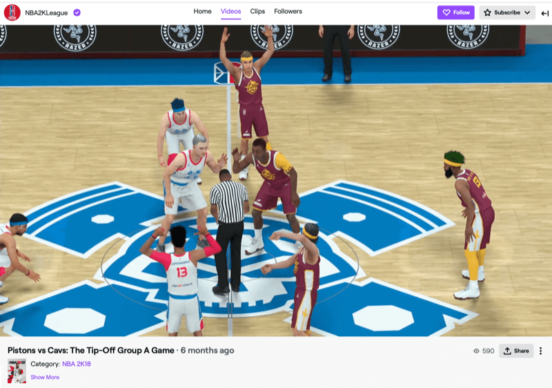 Pertandingan liga NBA2k di Twitch