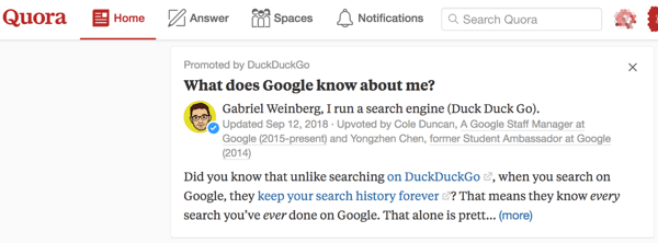 Gunakan Jawaban Promosi untuk visibilitas lebih di Quora.