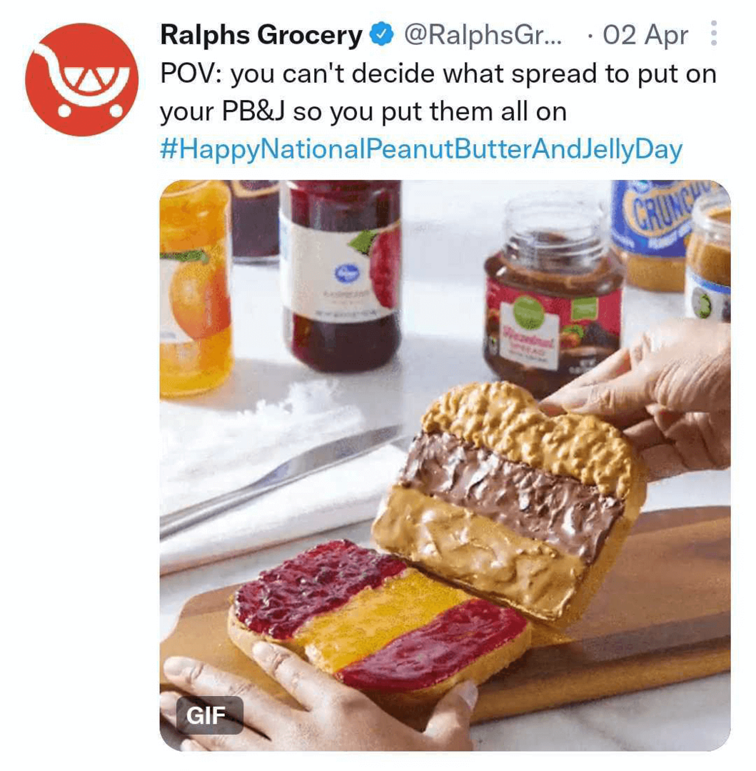 gambar tweet Ralphs Grocery dengan GIF