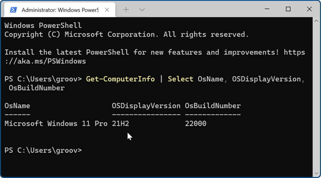 Perintah PowerShell Versi Windows 11