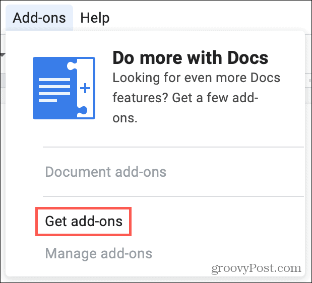 Dapatkan Addons di Google Dokumen