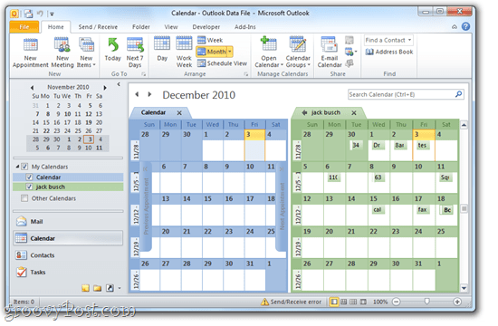 Google Calendar / Outlook 2010 Berdampingan