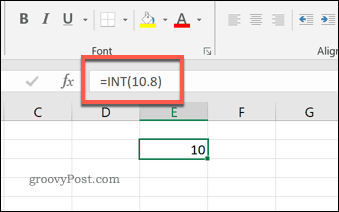 Fungsi INT di Excel