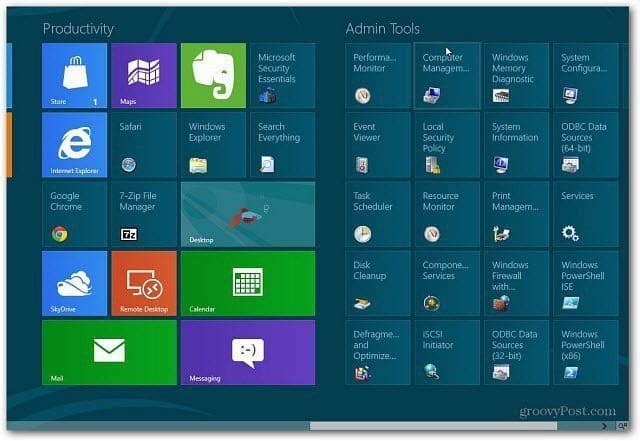 Tambahkan Alat Administratif ke Layar Mulai Windows 8