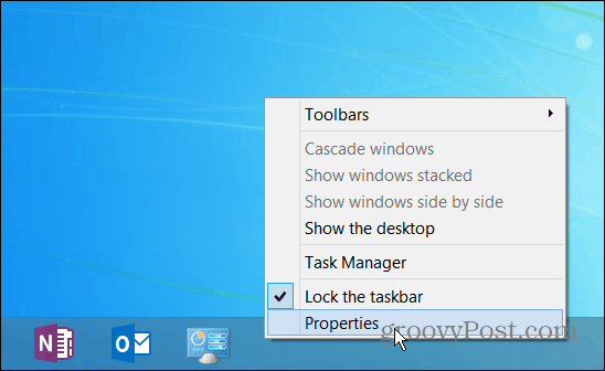 Properti Taskbar Windows 8.1