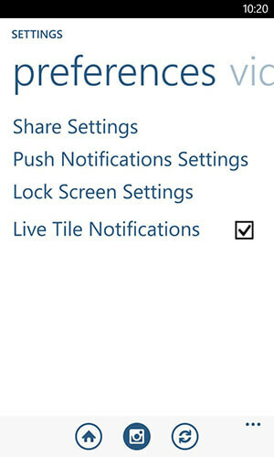 Opsi notifikasi aplikasi instagram windows phone