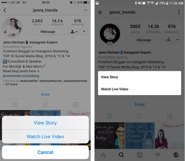 Pengunjung profil Instagram dapat memilih opsi mana untuk melihat di cerita Anda jika Anda memiliki video replay dan posting cerita.