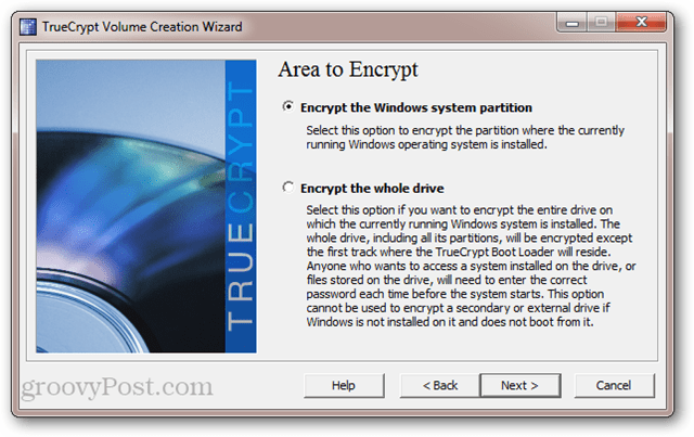 TrueCrypt: Enkripsi partisi sistem Windows vs. mengenkripsi seluruh drive