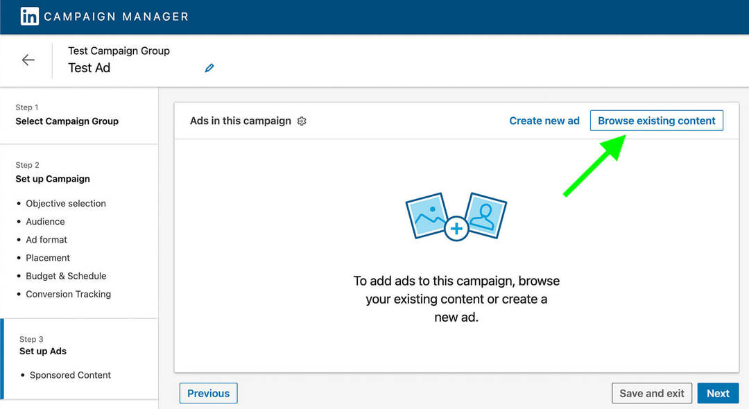 iklan-kampanye-cara-menggunakan-social-proof-in-linkedin-ads-browse-existing-content-campaign-manager-example-12