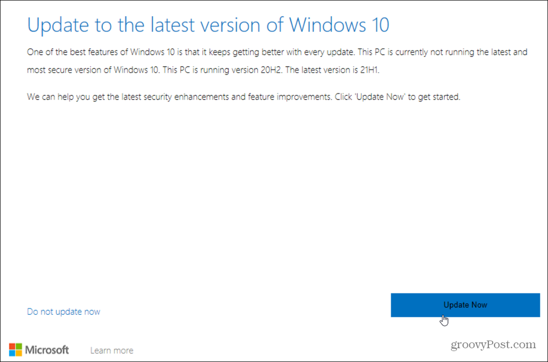 perbarui ke versi windows 10 terbaru