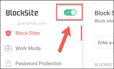 Tombol aktifkan BlockSite di Chrome