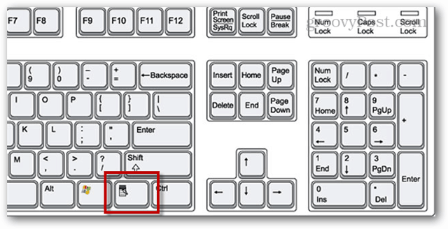 lokasi tombol menu windows pada keyboard