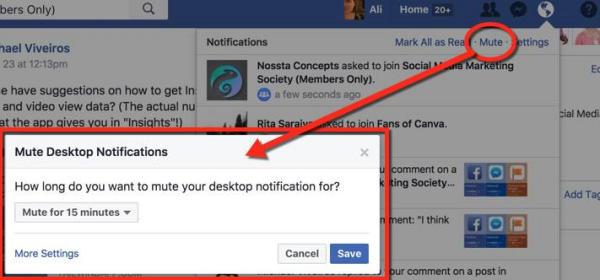 Facebook mempermudah pembungkaman pemberitahuan desktop dengan yang baru.