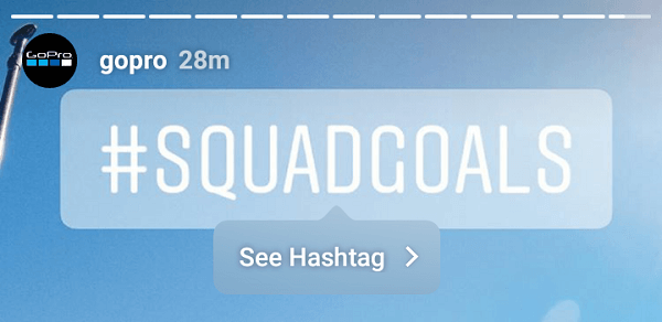 Stiker hashtag yang dapat di-tap dapat digunakan untuk mempromosikan hashtag kampanye bermerek.