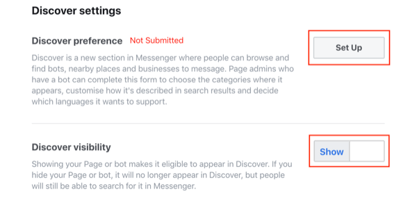 Kirim ke tab Discover Facebook Messenger, langkah 2.